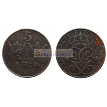 Швеция 5 эре 1946 год. Железо. Король Густав V
