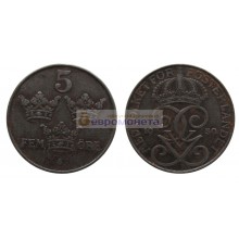 Швеция 5 эре 1950 год. Железо. Король Густав V