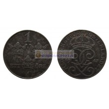 Швеция 1 эре 1947 год. Железо. Король Густав V
