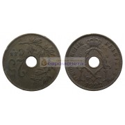 Бельгия 25 сантимов 1922 год. Надпись на голландском - 'KONINKRIJK BELGIË'
