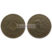 Республика Филиппины 5 песо 2001 год.