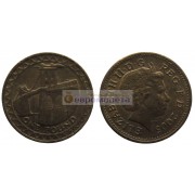 Великобритания 1 фунт 2005 год Висячий мост через Менай Королева Елизавета II