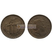 Великобритания 1 фунт 2005 год Висячий мост через Менай Королева Елизавета II