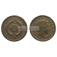 Великобритания 1 фунт 2001 год Королева Елизавета II