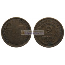 Франция Третья Республика 2 франка 1938 год Франция Третья Республика 2 франка 1938 год