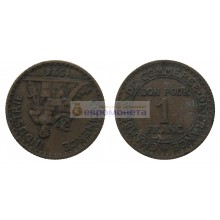 Франция Третья Республика 1 франк 1924 год Франция Третья Республика 1 франк 1924 год