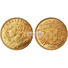 Швейцария 20 франков 1930 год. Золото.