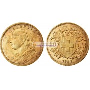 Швейцария 20 франков 1927 год. Золото.