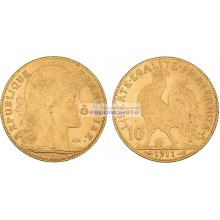 Франция Третья Республика 10 франков 1911 год. Золото.