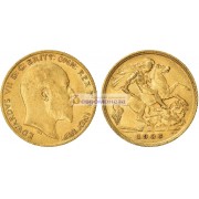 Великобритания ½ фунта (полсоверена) 1906 год. Король Эдуард VII. Золото