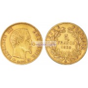 Франция Император Наполеон III 5 франков 1859 год A. Золото.