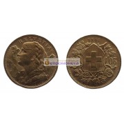 Швейцария 20 франков 1922 год. Золото.