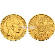 Германская империя Пруссия 20 марок 1910 год  "A".  АЦ. Золото