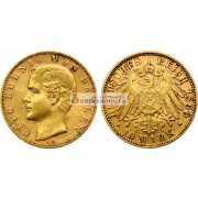 Германская империя Бавария 10 марок 1890 год "D" Отто I. Золото