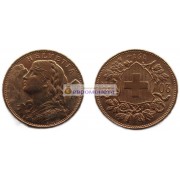 Швейцария 20 франков 1914 год. Золото