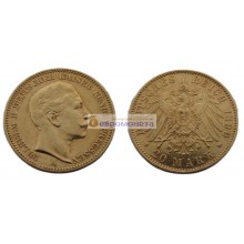 Германская империя Пруссия 20 марок 1899 год "A" Вильгельм II. Золото