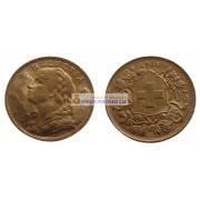 Швейцария 20 франков 1947 год. Золото