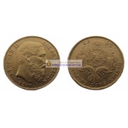 Бельгия 20 франков 1877 год. Король Леопольд II. Золото