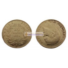 Франция Император Наполеон III 20 франков 1854 год "A". Золото.
