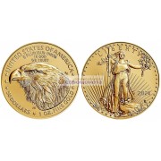 США 50 долларов 2021 год. Американский золотой орёл /Голова орла обращена влево/. 31,1 гр. Золото проба 917