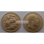 Великобритания 1 фунт (соверен) 1909 год. Король Эдуард VII. Золото