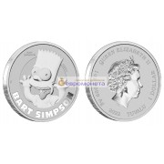 Тувалу 1 доллар 2022 год The Simpsons - Bart Simpson (Барт Симпсон). Серебро. Унция