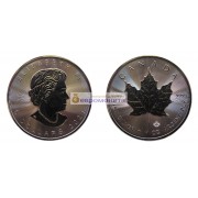 Канада 5 долларов 2021 год Кленовый лист (маленький лист под большим). Серебро. Унция