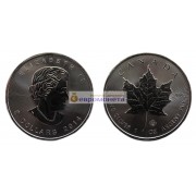 Канада 5 долларов 2014 год Кленовый лист (маленький лист под большим). Серебро. Унция