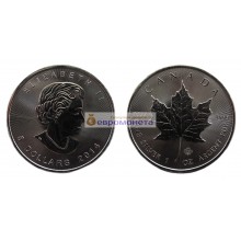 Канада 5 долларов 2014 год Кленовый лист (маленький лист под большим). Серебро. Унция