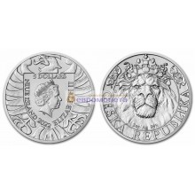 Ниуэ 5 долларов 2022 год Чешский лев. Серебро 2 унции
