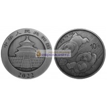 Китай 10 юань 2022 год 40 лет чеканке монет с пандой. Серебро. 30 грамм (Антиквариат)