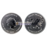 Ниуэ 2 доллара 2022 год Валлийский дракон. Серебро унция
