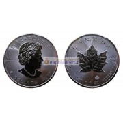 Канада 5 долларов 2016 год Кленовый лист (маленький лист под большим). Серебро. Унция