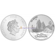 Ниуэ 2 доллара 2021 год. Дисней - Пираты Карибского моря. Эмпресс. Серебро. Унция