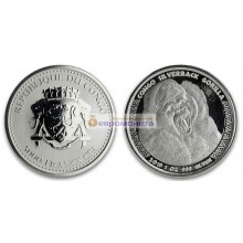 Республика Конго 5000 франков 2019 год Горилла. Серебро. Унция