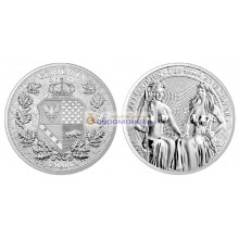 Аллегории: Австрия и Германия 5 марок 2021 год 1 унция серебра 9999 пробы. Germania Mint.