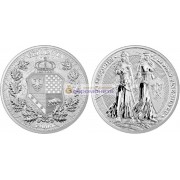 Аллегории: Польша и Германия 5 марок 2022 год 1 унция серебра 9999 пробы. Germania Mint.