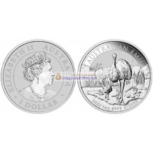 Австралия 1 доллар 2021 год Австралийский Эму. Серебро. Унция Австралия 1 доллар 2021 год Австралийский Эму. Серебро. Унция