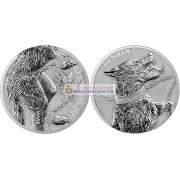 Немецкие звери: Фенрир (Fenrir) 5 марок 2022 год 1 унция серебра 9999 пробы. Germania Mint.