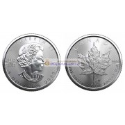 Канада 5 долларов 2023 год Кленовый лист (маленький лист под большим). Серебро. Унция