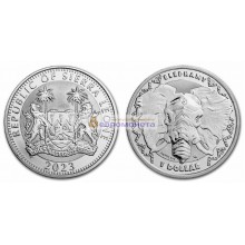 Сьерра-Леоне 1 доллар 2023 год Большая пятёрка: Слон. Серебро. Унция