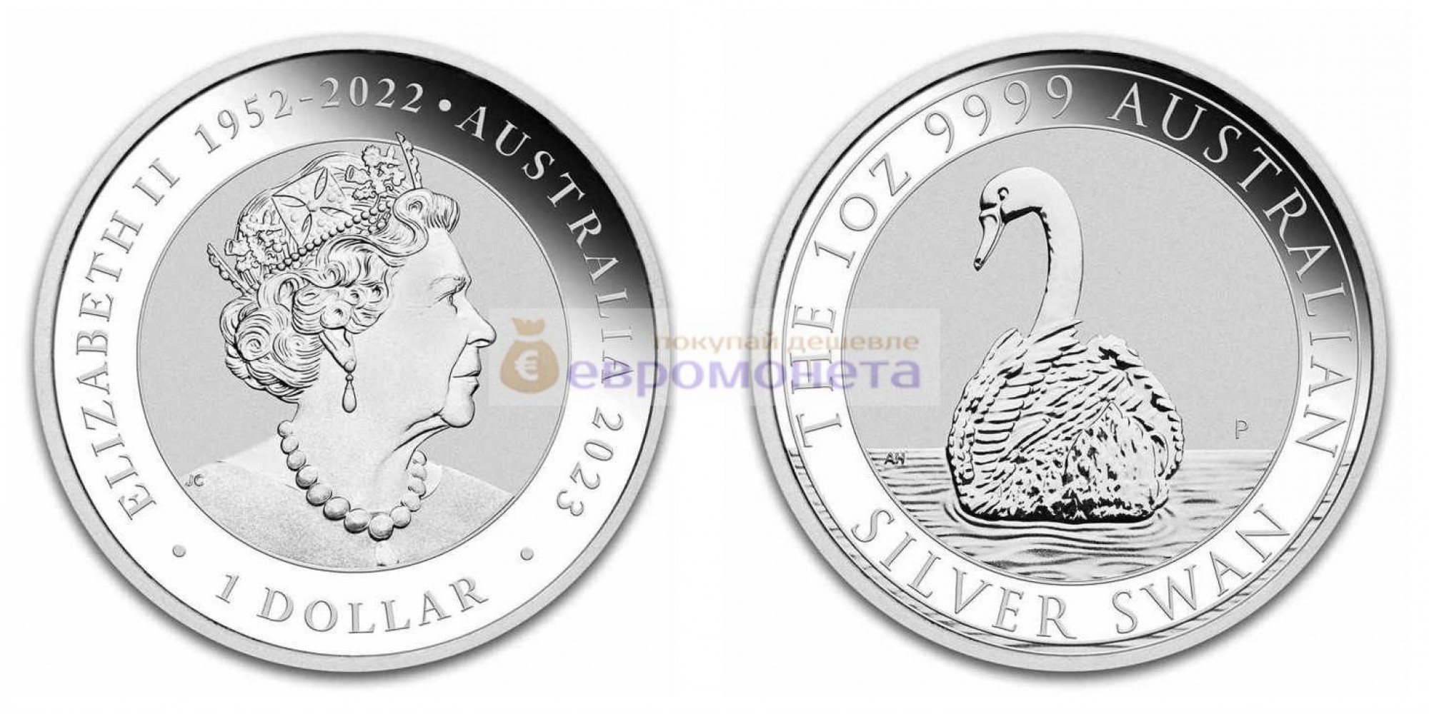Австралия 1 доллар 2023 год Австралийский лебедь. Серебро унция 9999 пробы. Тираж 25 000 шт.