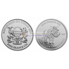 Республика Чад 5000 франков 2021 год Мандала Бородавочник. Серебро. Унция Республика Чад 5000 франков 2021 год Мандала Бородавочник. Серебро. Унция