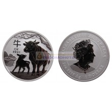 Австралия 1 доллар 2021 год Год быка: два быка. Серебро. Унция Австралия 1 доллар 2021 год Год быка: два быка. Серебро. Унция