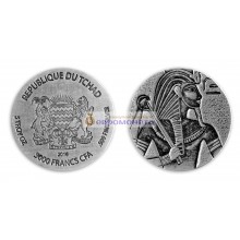 Республика Чад 3000 франков 2016 год Египетские реликвии - Тутанхамон. Серебро. Унция