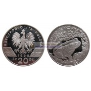 Польша 20 злотых 1998 год Всемирная природа - Камышовая жаба. Серебро, пруф