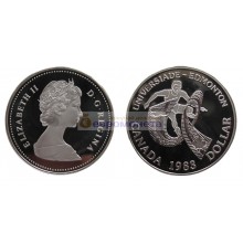 Канада 1 доллар 1983 год. XII Универсиада в Эдмонтоне. Серебро