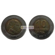 Уругвай 10 песо 2000 год биметалл. АЦ из банковского ролла