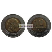 Уругвай 10 песо 2000 год биметалл. АЦ из банковского ролла