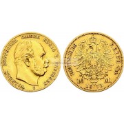 Германская империя Пруссия 10 марок 1873 год "C" Вильгельм I. Золото